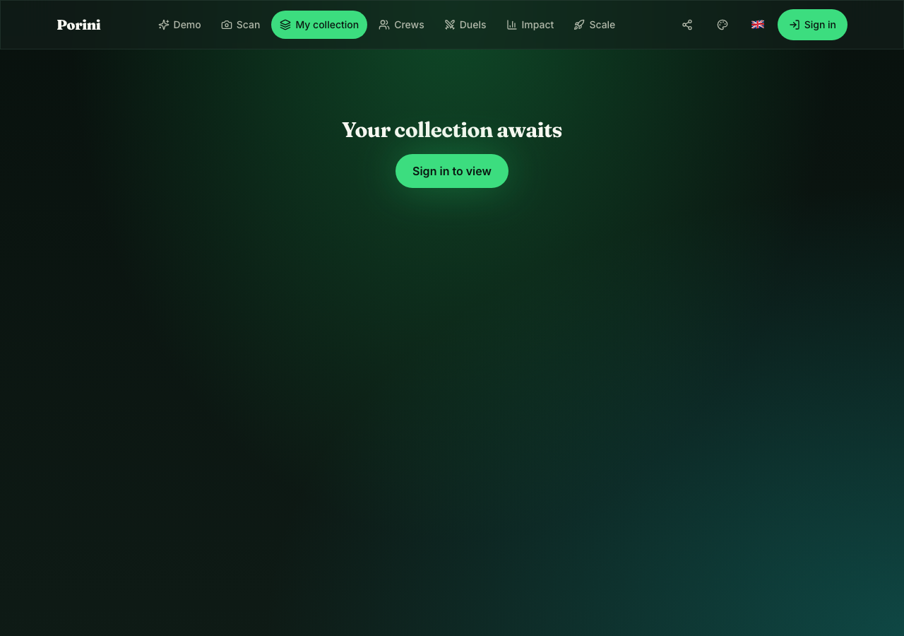 Live app — “My collection” view.