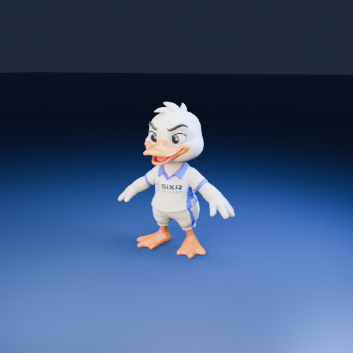 DUKK, Cricket-Enten-Maskottchen aus dem Mascot Lab von Operal